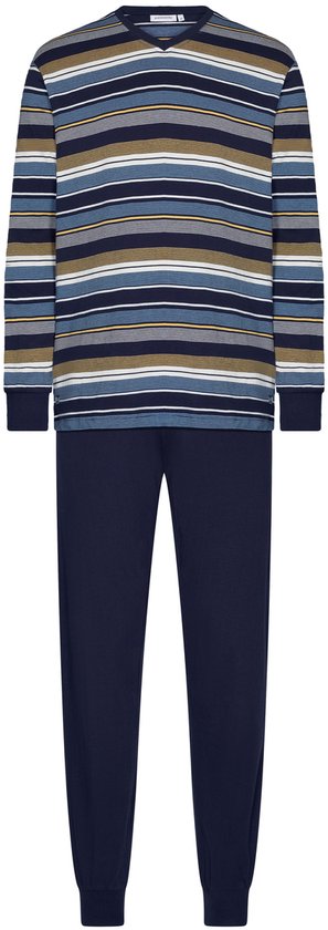 Pastunette - Pyjama - Navy Nights - Bio Katoen - Gestreept - Blauw - Maat XXL