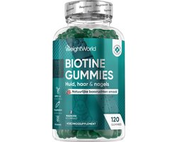 WeightWorld Biotine Haar gummies - 5000 mcg - 120 gummies voor de Haren, Huid en Nagels - Haar Vitamines - Hair gummies met Inositol, Selenium en Vitamine B12