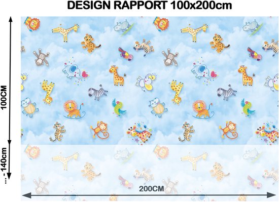 JYG Tapis de jeu en Vinyl ANIMALI 100x100cm - Antiallergique, facilement lavable et durable - Produit belge en Diverse tailles - Imprimé animal mignon pour chambres d'enfants et aires de jeux