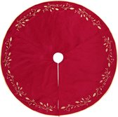 LATERN 3D gebreide kerstboomrok, 122 cm, grote 100% handgemaakt, wolgaren geweven tapijt 3D sneeuwvlok elanddeken (rood