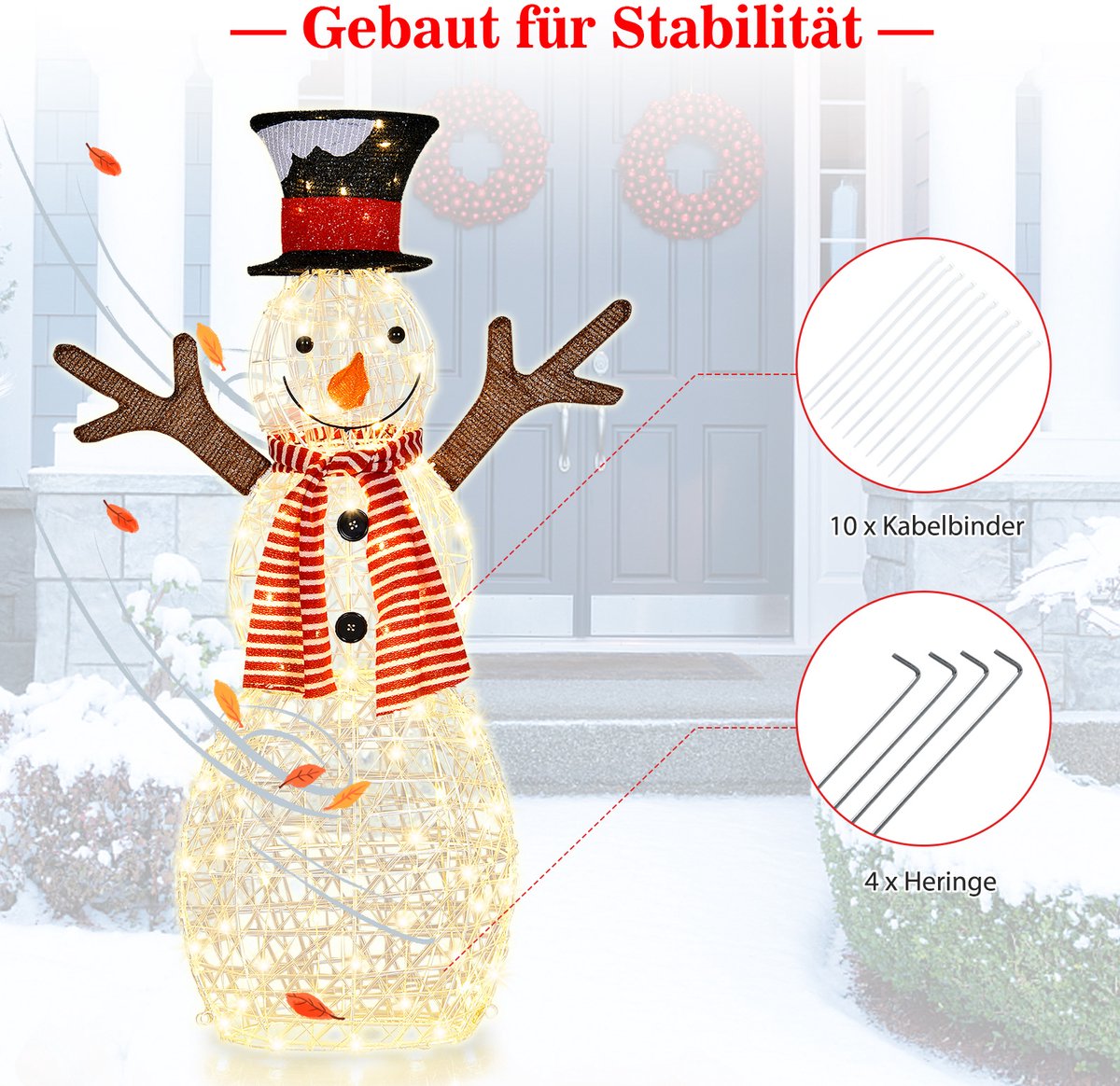 Kerstfiguur - Staande Kerstman - Met Frame - Hoogte 140 Cm - Binnen En Buiten Met Led Verlichting