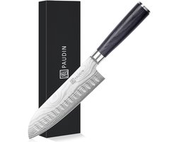 PAUDIN KW3 Santokumes - Professioneel Snijmes - 17,5 cm - Koksmes - Japans mes - Damascus Patroon