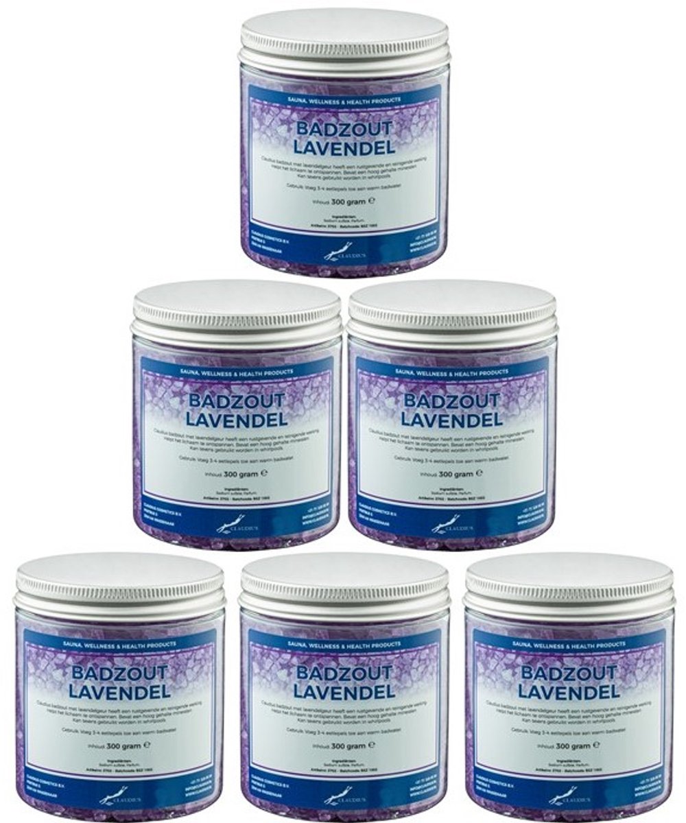 Claudius Badzout Lavendel - 300 gram - Pot met aluminium deksel - Set van 6 stuks