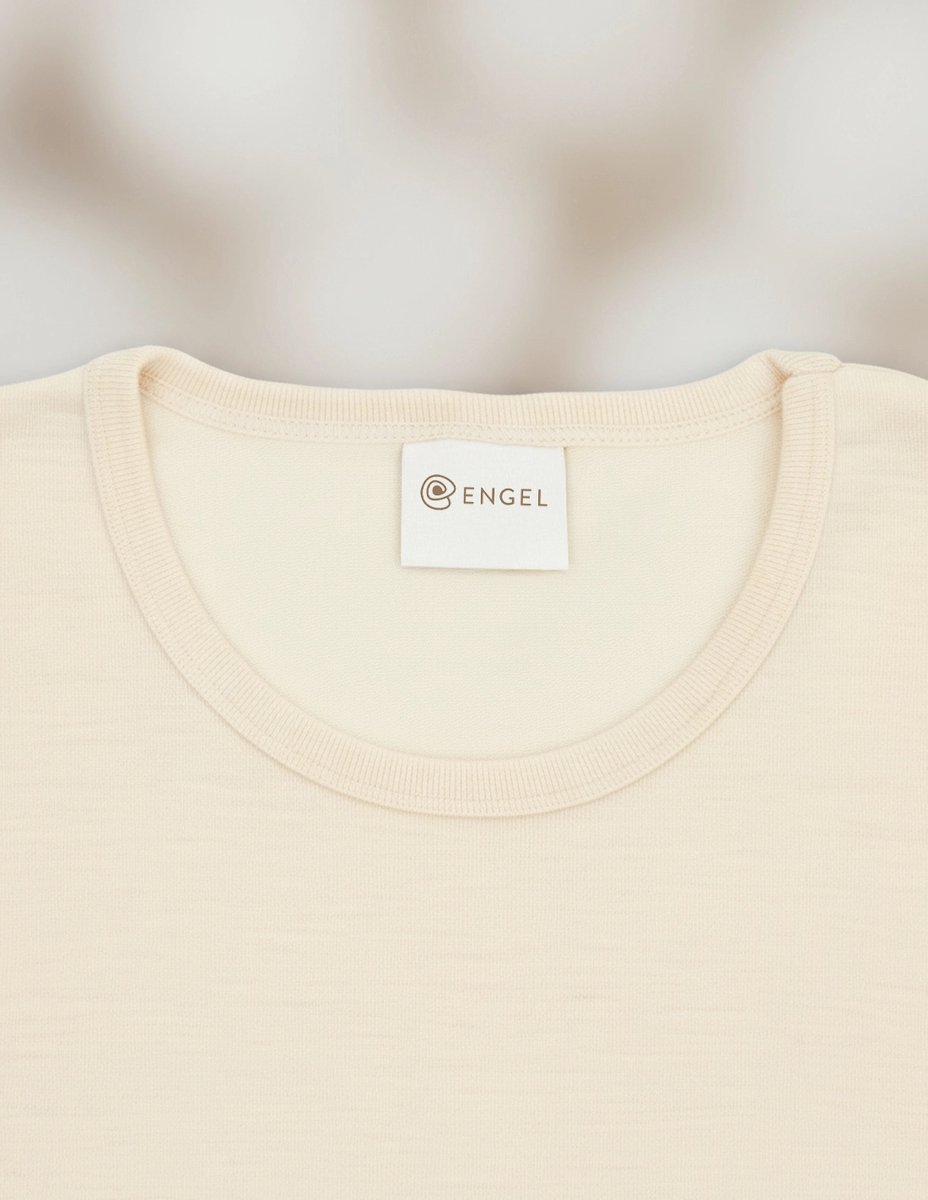 Heren T-Shirt Bio Merino Wol Gebroken Engel Natur 46/48 Medium Creme