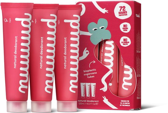 nuud - natuurlijke, vegan deodorant crème - xXL Pack - 3x40 ml