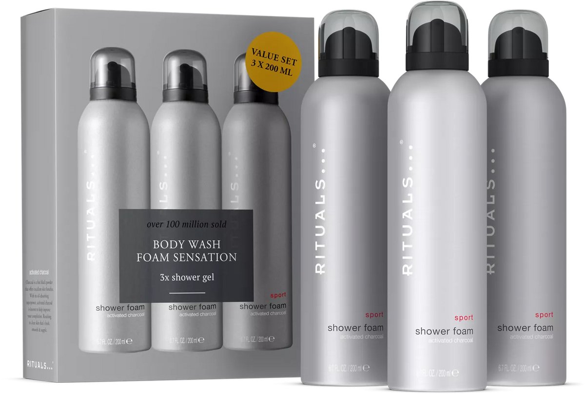 Rituals - Sport - Shower Foam Value Pack - 3X 200 ml = 600 ml - 3X Douchegel a 200 ml = 600 ml - Doucheschuim - Shower Gel
