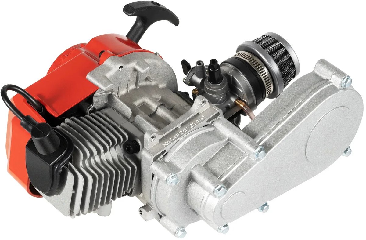 Fubzz 49cc 2-takt Benzinemotor - Elektronische Ontsteking & Luchtfilter - Geschikt voor Pocketbike, Mini Crossmotor, ATV & Scooter – 48 km/u - Rood