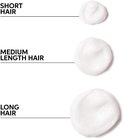 Drie doses witte crème voor kort, middellang en lang haar.