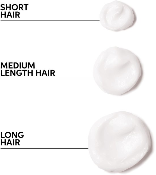 Drie doses witte crème voor kort, middellang en lang haar.