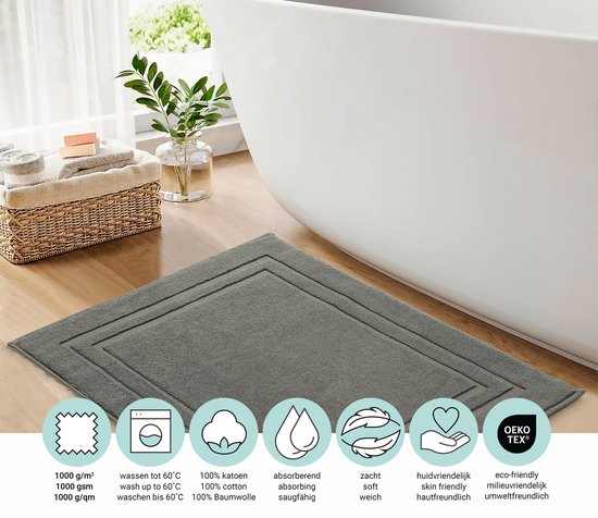 Badmat DoubleDry Hotel 50 x 80 cm – 100 % Katoen – Doux et absorbant – Anthracite