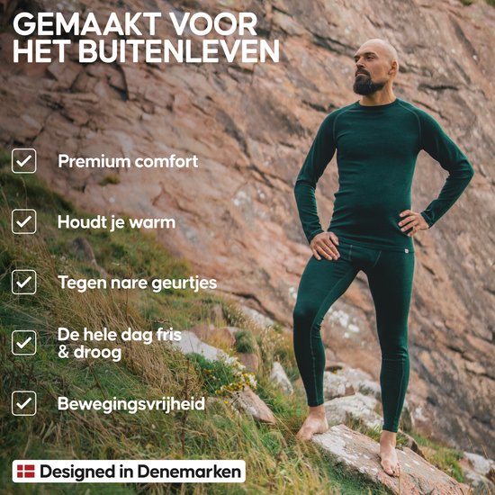 DANISH ENDURANCE Thermoset voor Heren - van Merino Wol - Ademend - Donkergrijs - Maat XXL — afbeelding 2