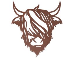 Boltze - Wandobject - Decoratieve Hanger - Schotse Hooglander - Metaal - Bruin - 50cm