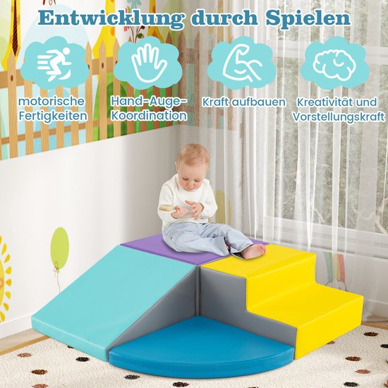 COSTWAY 4 stuks. Schuimbouwstenen, reuzenbouwstenen om te ravotten en te klimmen, zachte schuimbouwstenen, grote bouwstenen, bouwblokken voor kleuters, baby's en schoolkinderen van COSTWAY — afbeelding 4