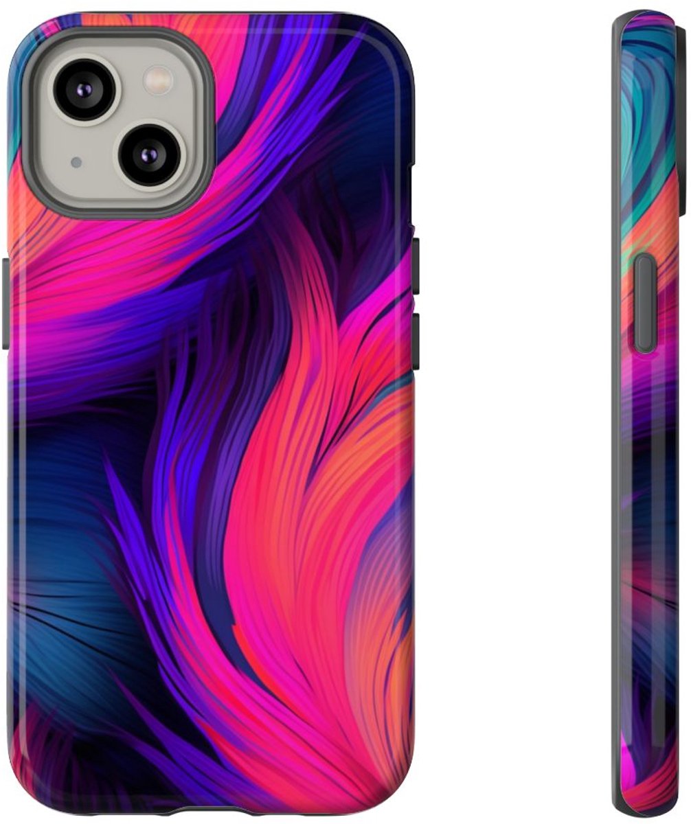 Levendige Neon Abstracte Stroom – Telefoonhoesje Geschikt voor iPhone 14