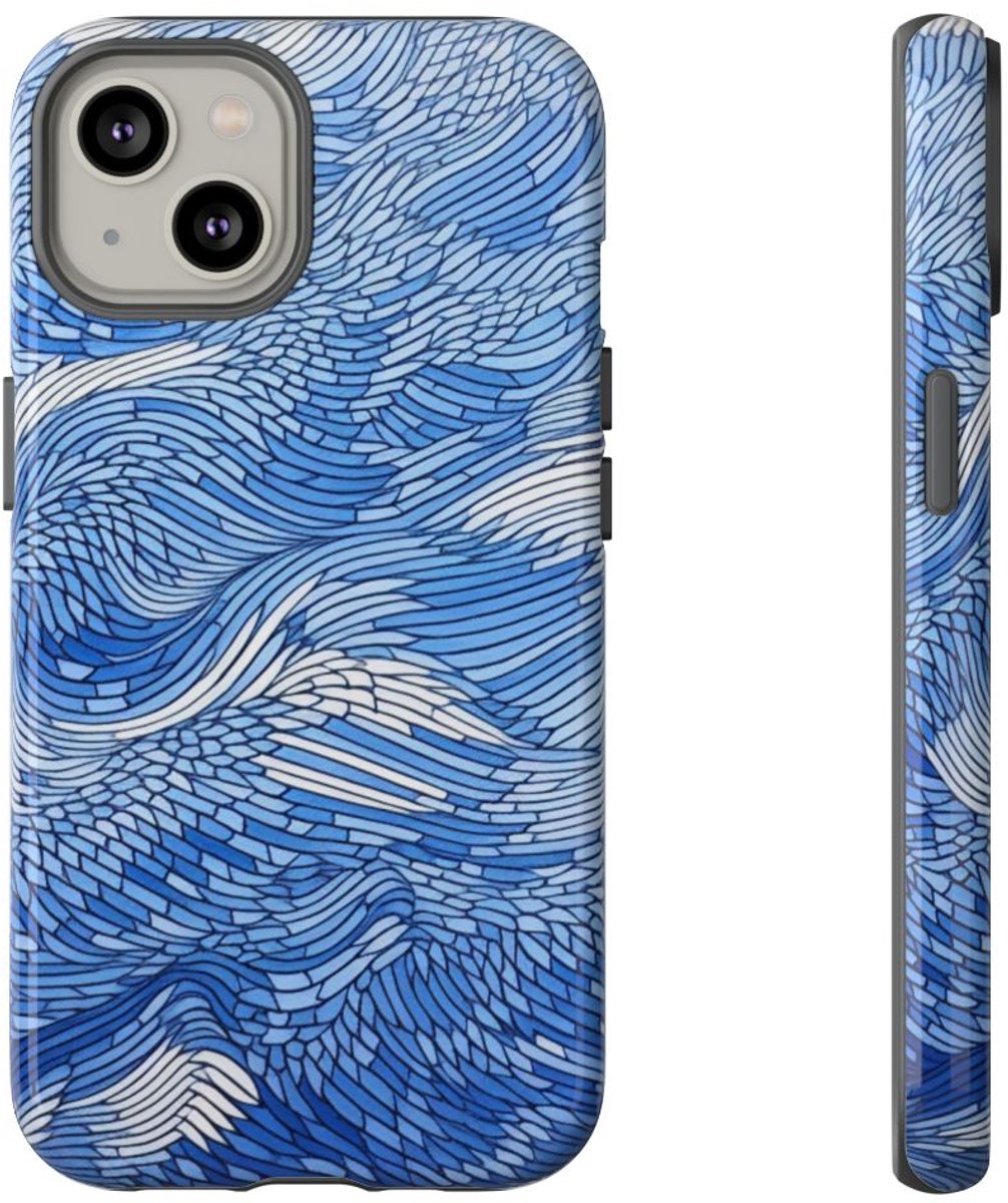 Blauw Abstract Lijnenpatroon – Telefoonhoesje Geschikt voor iPhone 14