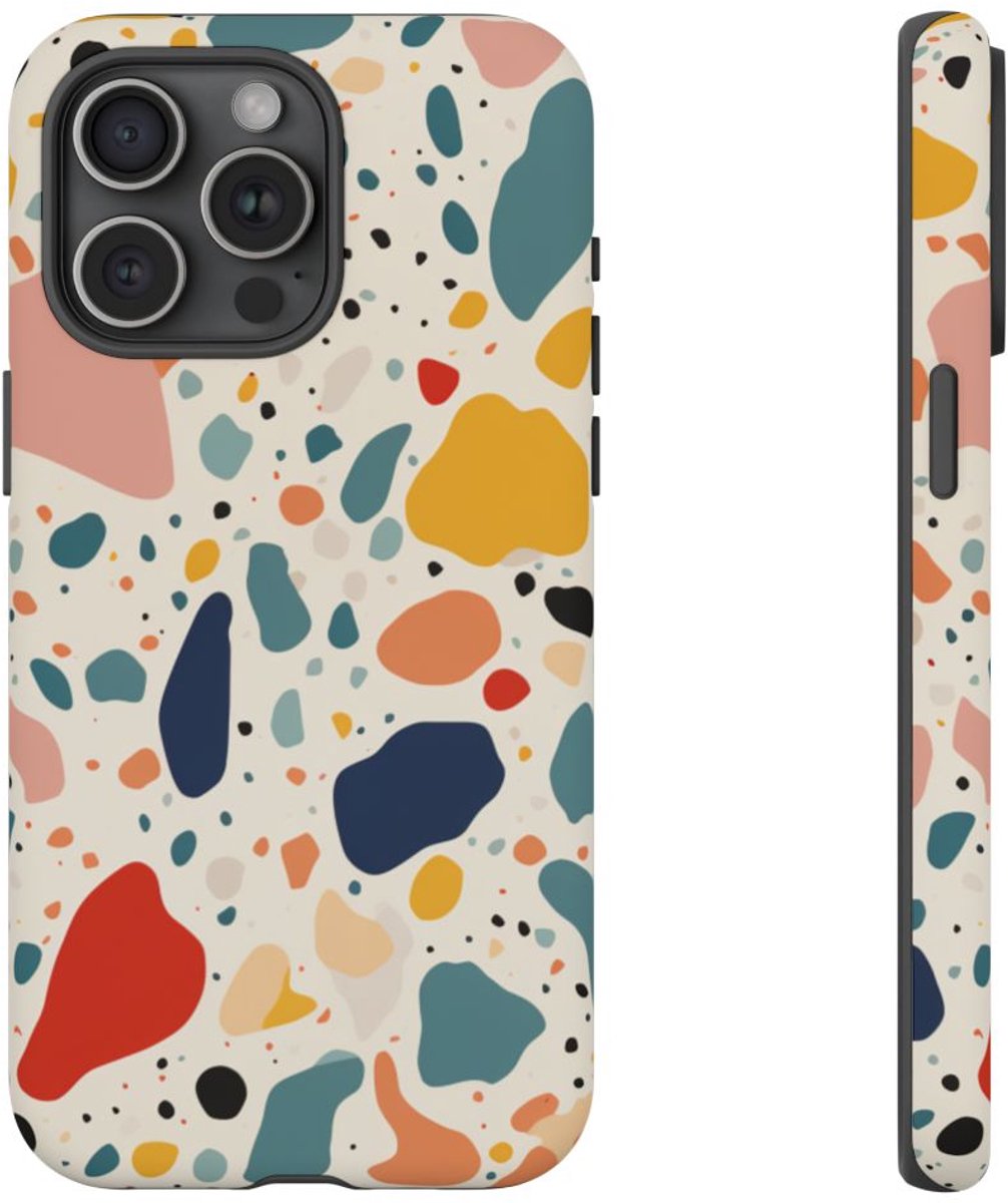 Kleurrijk Terrazzo-Patroon – Telefoonhoesje Geschikt voor iPhone 15 Pro Max