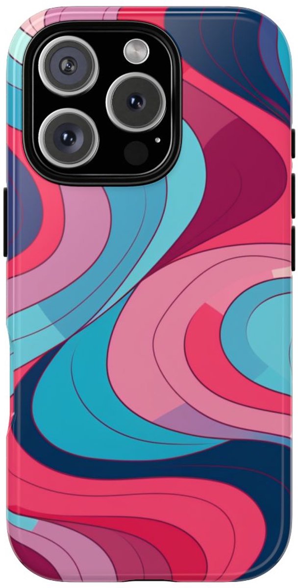 Retro Golvend Abstract Patroon – Telefoonhoesje Geschikt voor iPhone 16 Pro