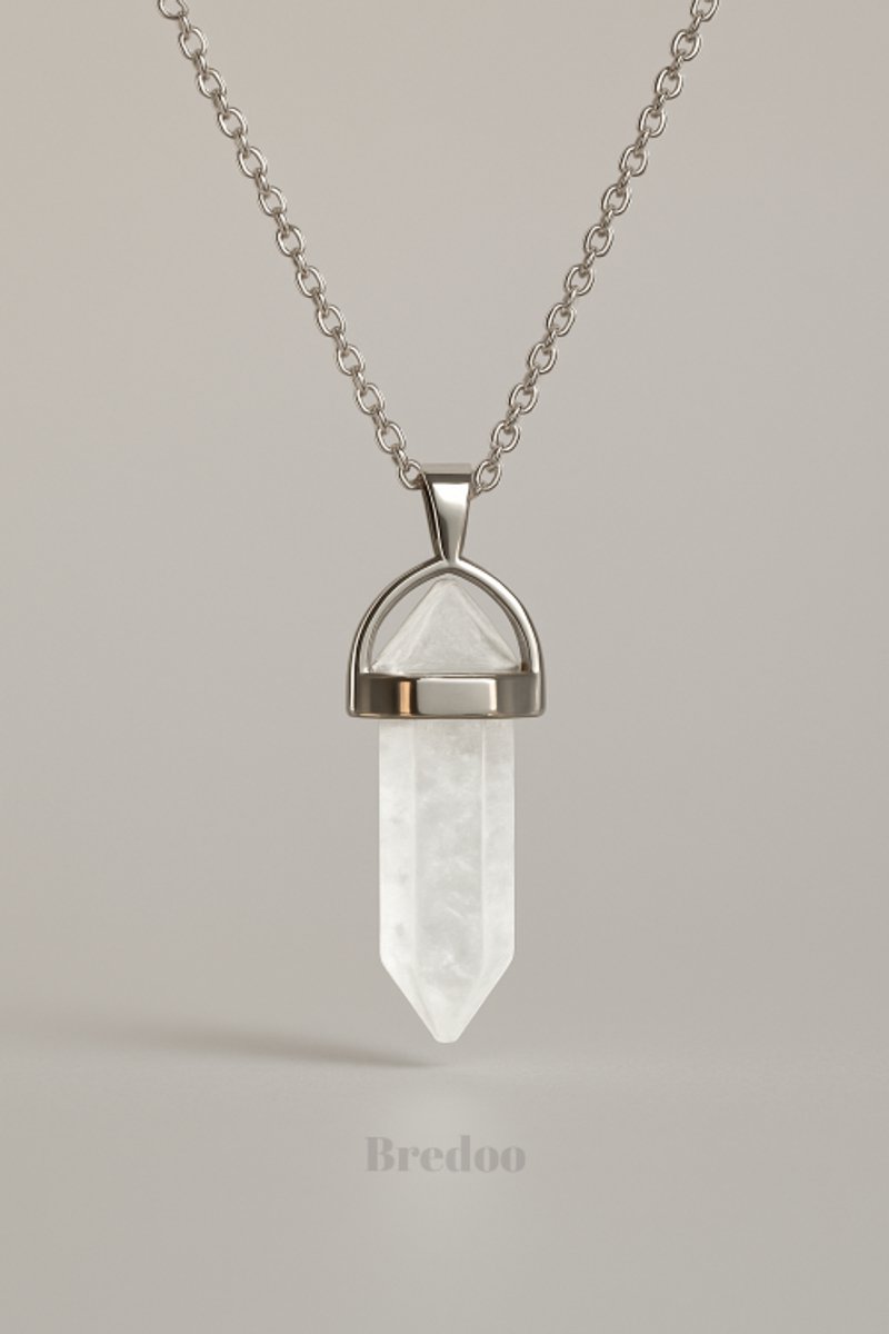 Bredoo Edelsteen hanger - Bergkristal edelsteen ketting - Minimalistisch - Bohemian - Dubbeleinder - Cadeautje voor haar