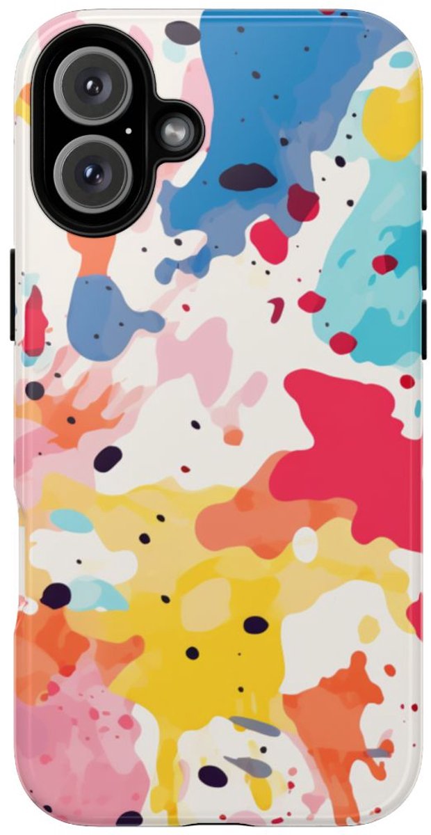 Kleurrijke Verfspatten Abstract Patroon – Telefoonhoesje Geschikt voor iPhone 16 Plus