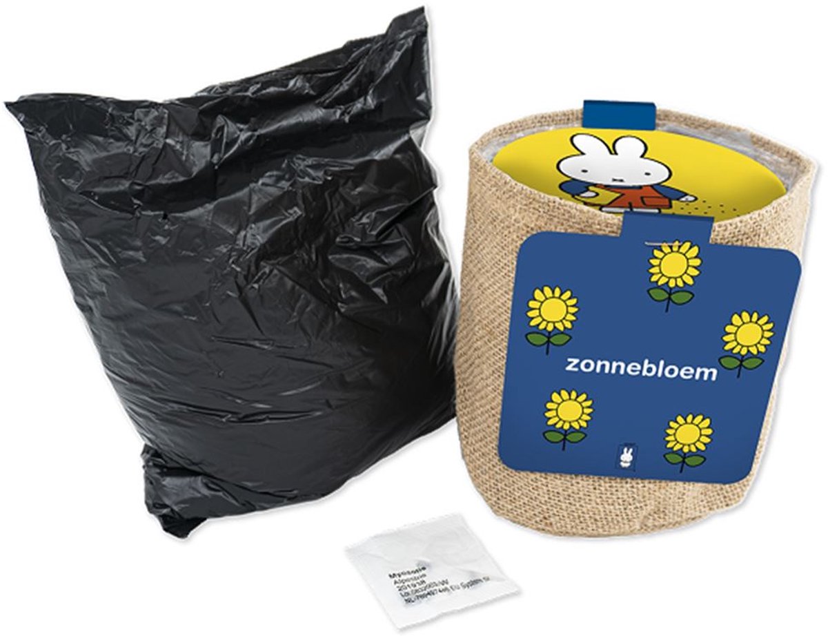 Nijntje jutezak zonnebloem - bloemzaad voor kinderen tuinieren.