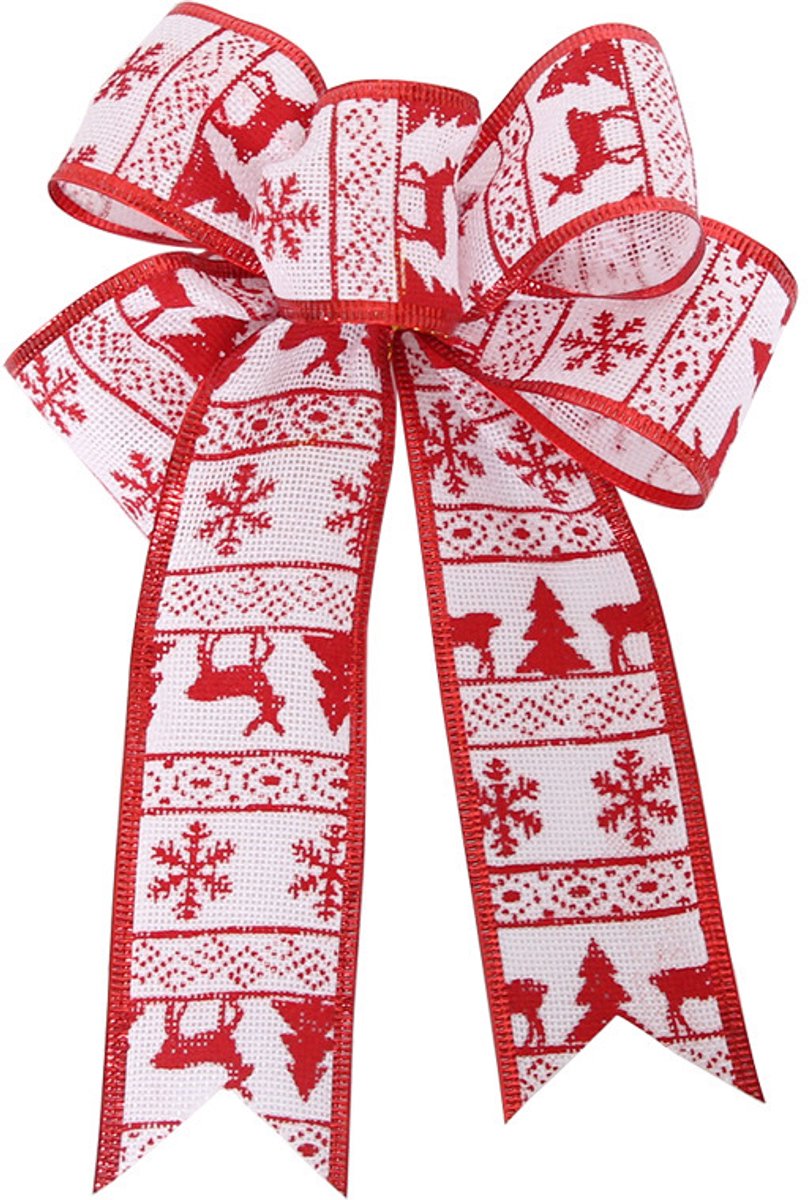 Kerst Elanden Strik Ornamenten Hangers voor Kerstversiering - Exclusieve kerstdecoratie met rode en groene accenten.