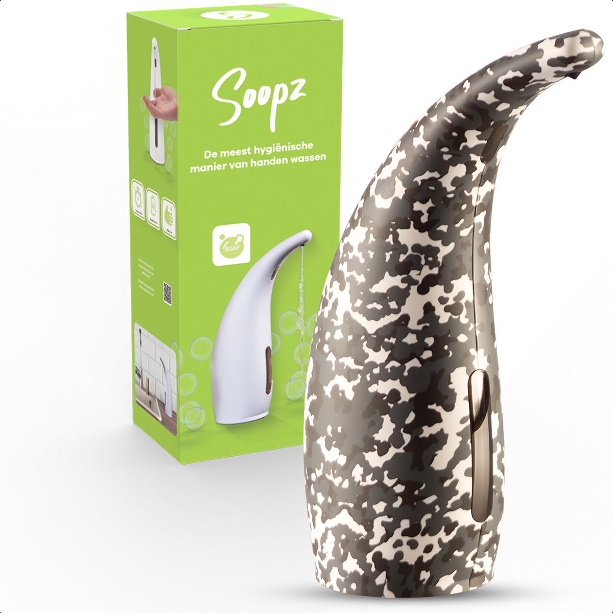 Soopz Automatische Zeepdispenser – Donker Camouflage – Dark Camo Classic – Zeeppompje met Bewegingssensor – Handzeep