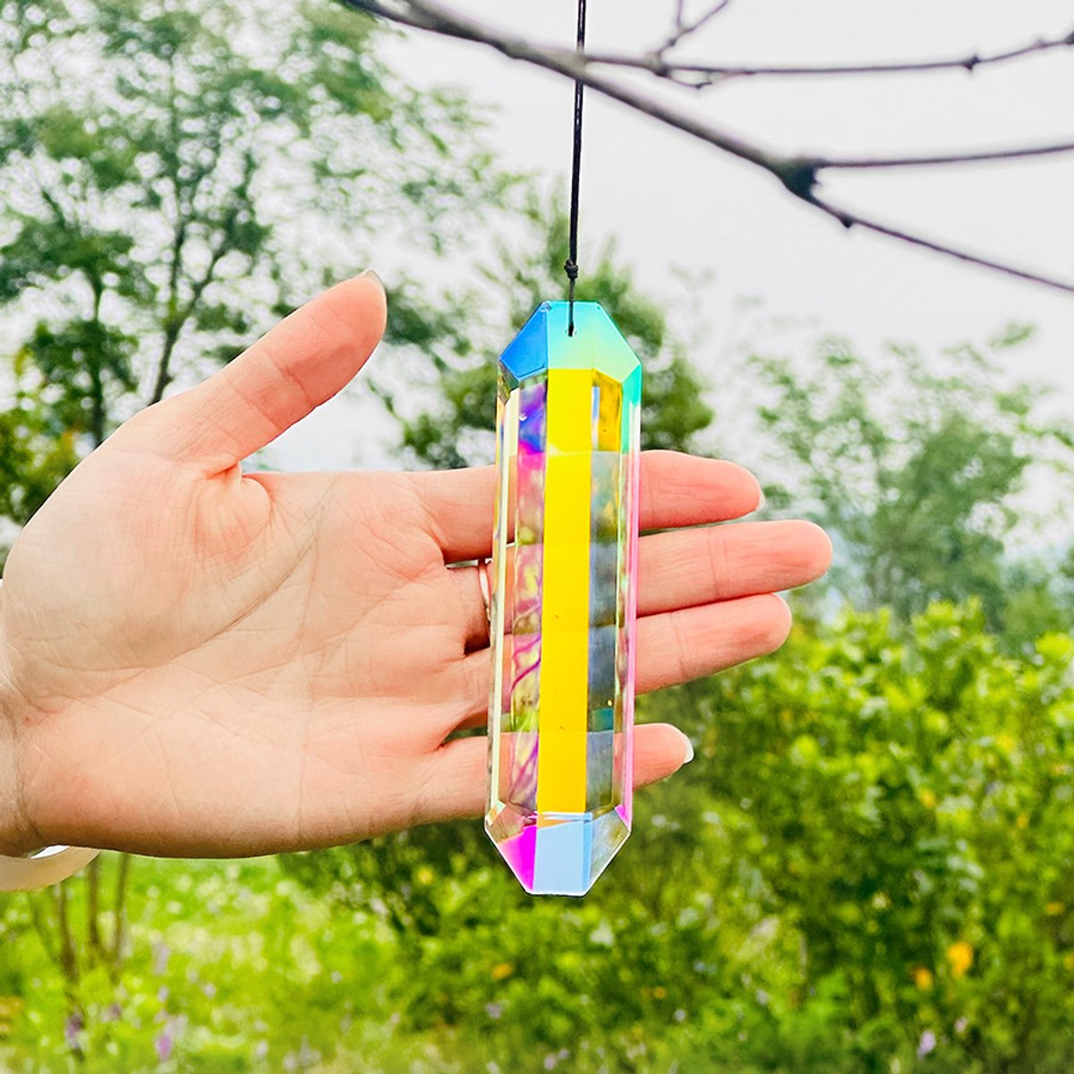 Peysaitr – 3 Stuks - Kristallen Zonnevanger Prisma’s - Regenboogmaker Voor Raam - Tuin & Huisdecoratie - Hangende Kristalornamenten Met Koord - 12 cm
