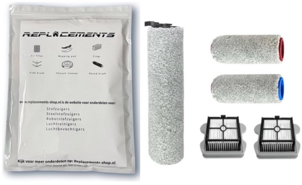Replacements® borstels en filters geschikt voor de Roborock DYAD U10 (Wd1s1a)