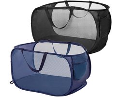 EXCITAT 2 stuks - Opvouwbare wasmand - Opvouwbaar - Wasmand met rooster - Geschikt voor kleine appartementen, slaapzalen, hotels, campings - 58*36*36cm