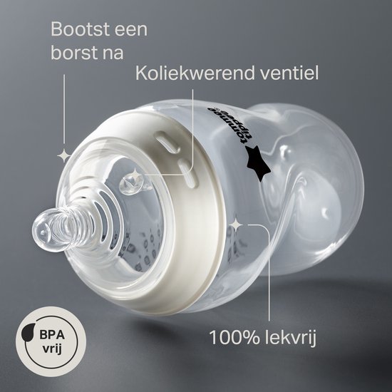 Tommee Tippee Natural Start Babyflessen, 0m+, babyflessen set van 3, 150ml, speen in de vorm van een borst voor een natuurlijke zuigwijze, lage stroomsnelheid, zelfsteriliserend en BPA-vrij, Baby Feeding Essentials van Merkloos — afbeelding 4