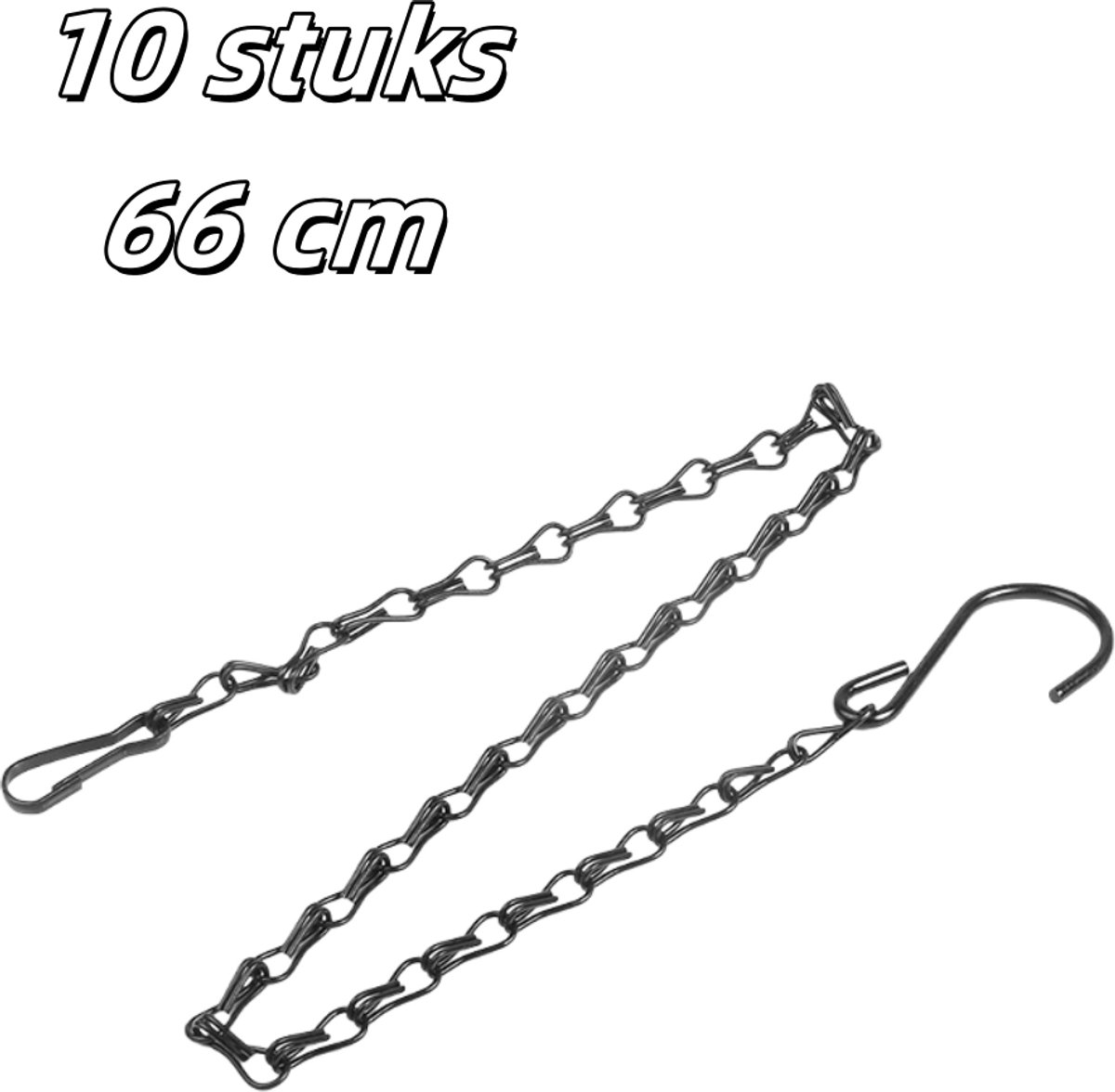 10 stuks - IJzeren hangkettingen voor bloempotten - Tuinbenodigdheden - Geschikt voor het ophangen van vogelkooien - 66 cm - Zwart
