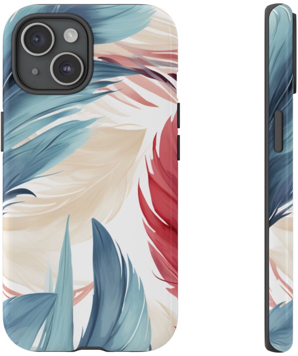 Blauw-Rood Verenpatroon – Telefoonhoesje Geschikt voor iPhone 15