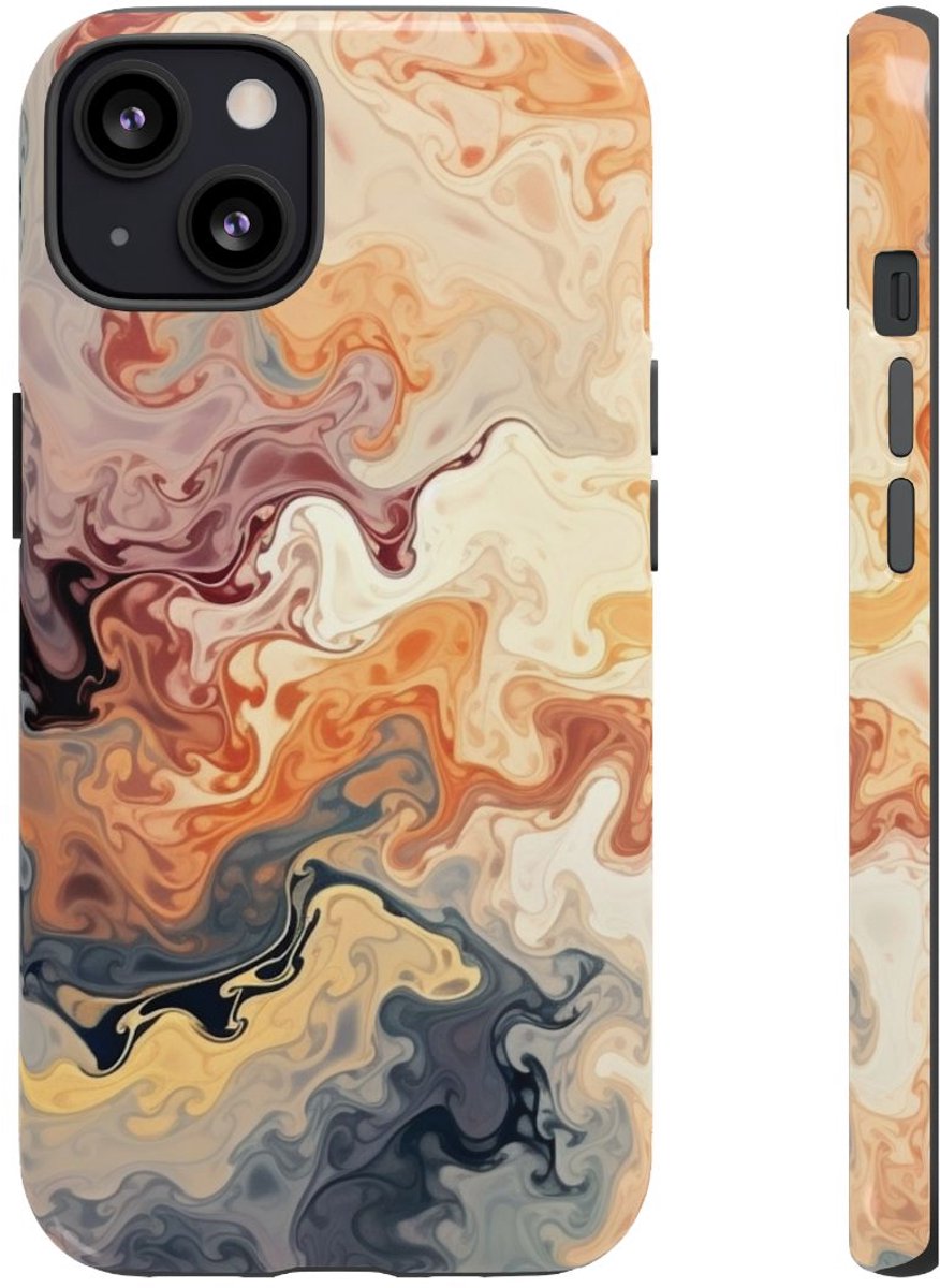 Dynamisch Abstract Oranje-Grijs Patroon – Telefoonhoesje Geschikt voor iPhone 13