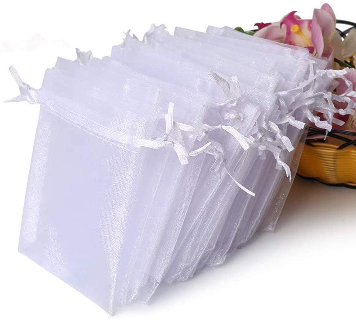 100 Witte Geschenkzakjes 10x15 cm – Met Satijnen Trekkoord – Voor Cadeautjes, Sieraden, Party Favor, Bruiloft & Feestjes