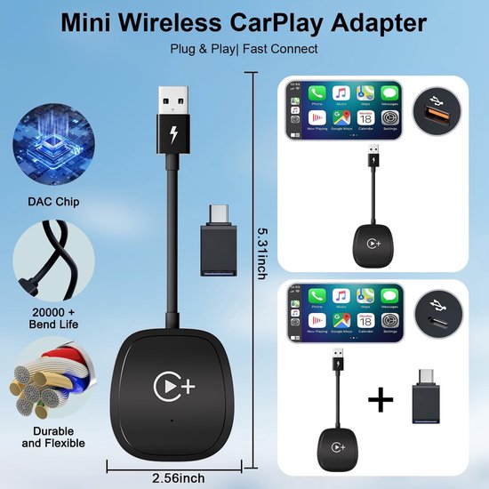 Geschikt voor Draadloos CarPlay, compatibel met Netflix, YouTube en Tiktok Stream Media Play, Geschikt voor iOS 10+ van Carlinkit — afbeelding 2