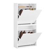 SoBuy Schoenenkast voor entree, schoenenkast, ultradun, 19 cm diep, verticaal/horizontale montage, opslag van schoenen en kleine voorwerpen, MDF E1, wit, 35 kg, 50 x 19 x 100 cm, FSR204-W