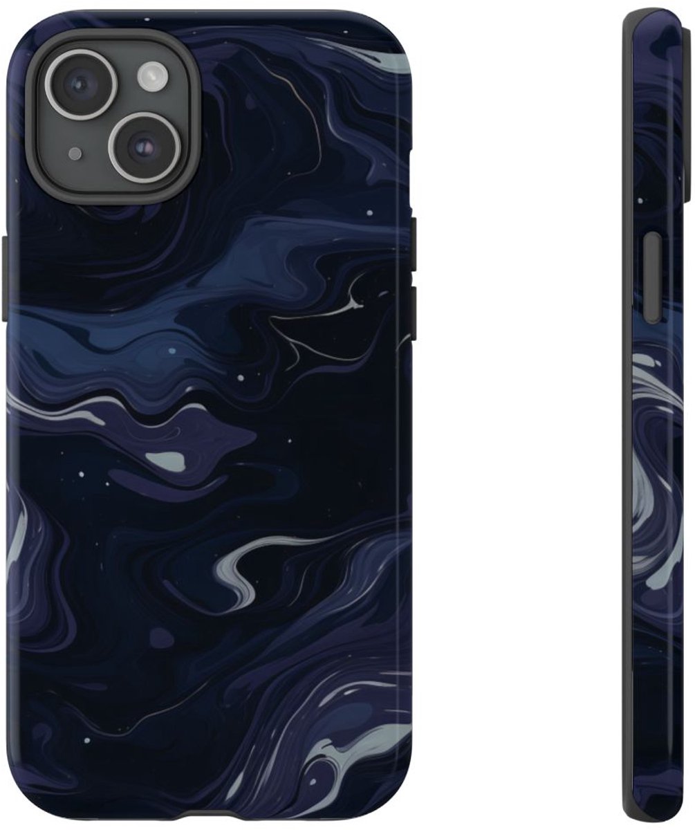 Donker Abstract Wervelend Patroon – Telefoonhoesje Geschikt voor iPhone 15 Plus
