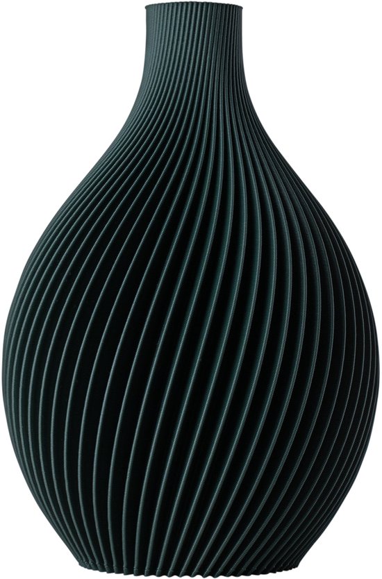 Slimprint Vaas IRIS - Smaragdgroen - D14 x H20 cm - Klein Bolvaasje met Elegant Spiraalvormig Design - 100% Gerecycled Bioplastic