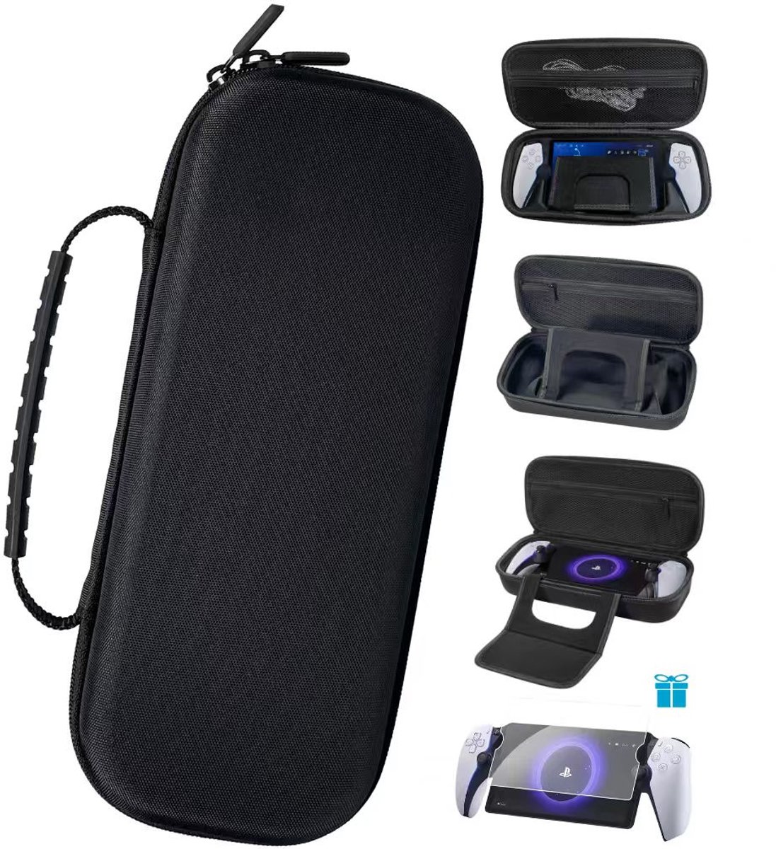 IMENGINE® Case Geschikt voor Playstation Portal PS5 - inclusief Screenprotector - Hoesje Geschikt voor PlayStation Portal - Waterbestendige Reistas/Opbergtas -PS5 Portable Case - Beschermhoes - Zwart