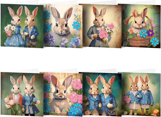 SHEGZHUC Diamond Painting wenskaarten, set van 6 stuks, kaarten met