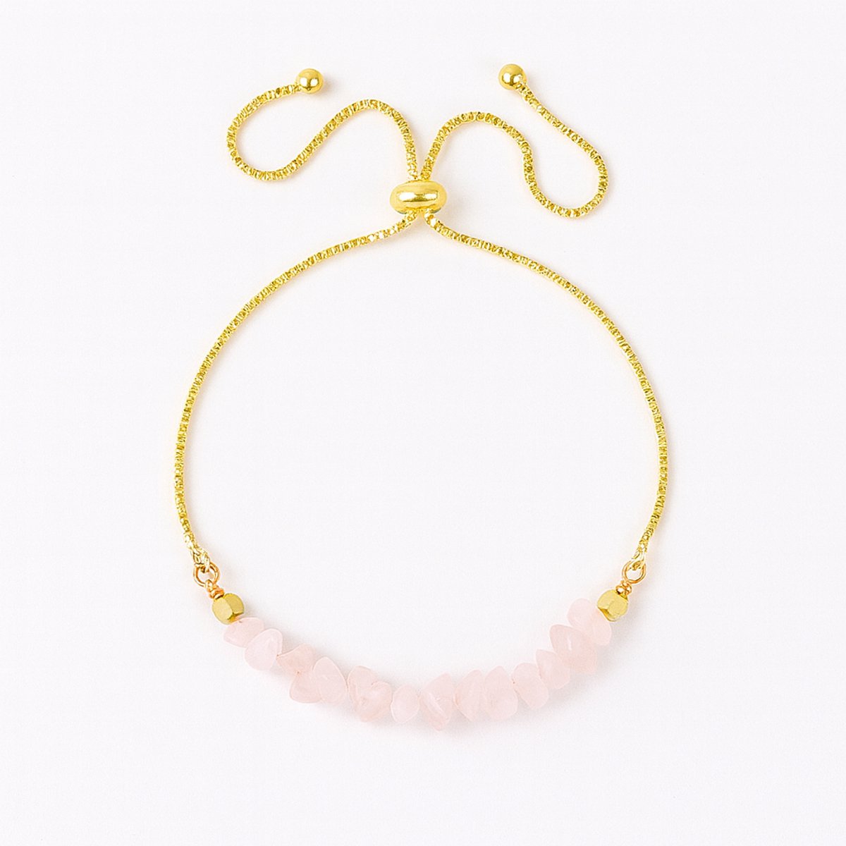 Rozenkwarts Armband Dames - Goudkleurig - Edelsteen Natuursteen - Verstelbaar - Kasey