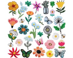 32 stuks Strijk Embleem - Opstrijkbare geborduurde patches - Versiering Voor Kleding - Kleding Patchs - Doe-het-zelf-accessoires - Schattige naai-applicaties - Naai op geborduurde applicatie naaipleisters - Voor jassen, hoeden, rugzakken, jeans-B