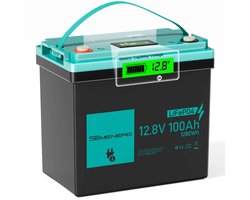 SEMENERG 12.8V 100Ah Mini LiFePO4-accu - LED-display, compact en lichtgewicht - perfect voor zonne-energiesystemen, noodstroom, off-grid en RV