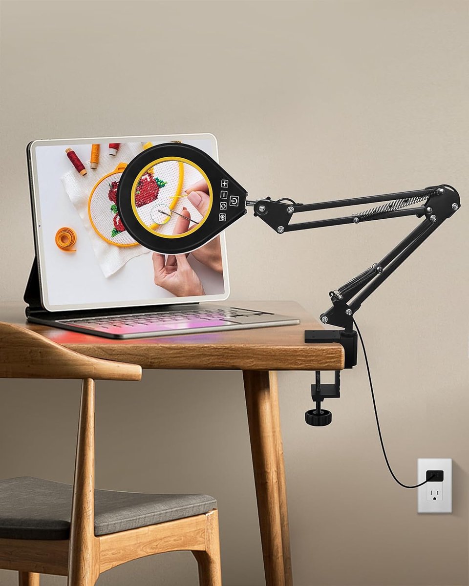 10x Vergrootglas met Klem en Dimbaar Licht voor Hobby en Werk