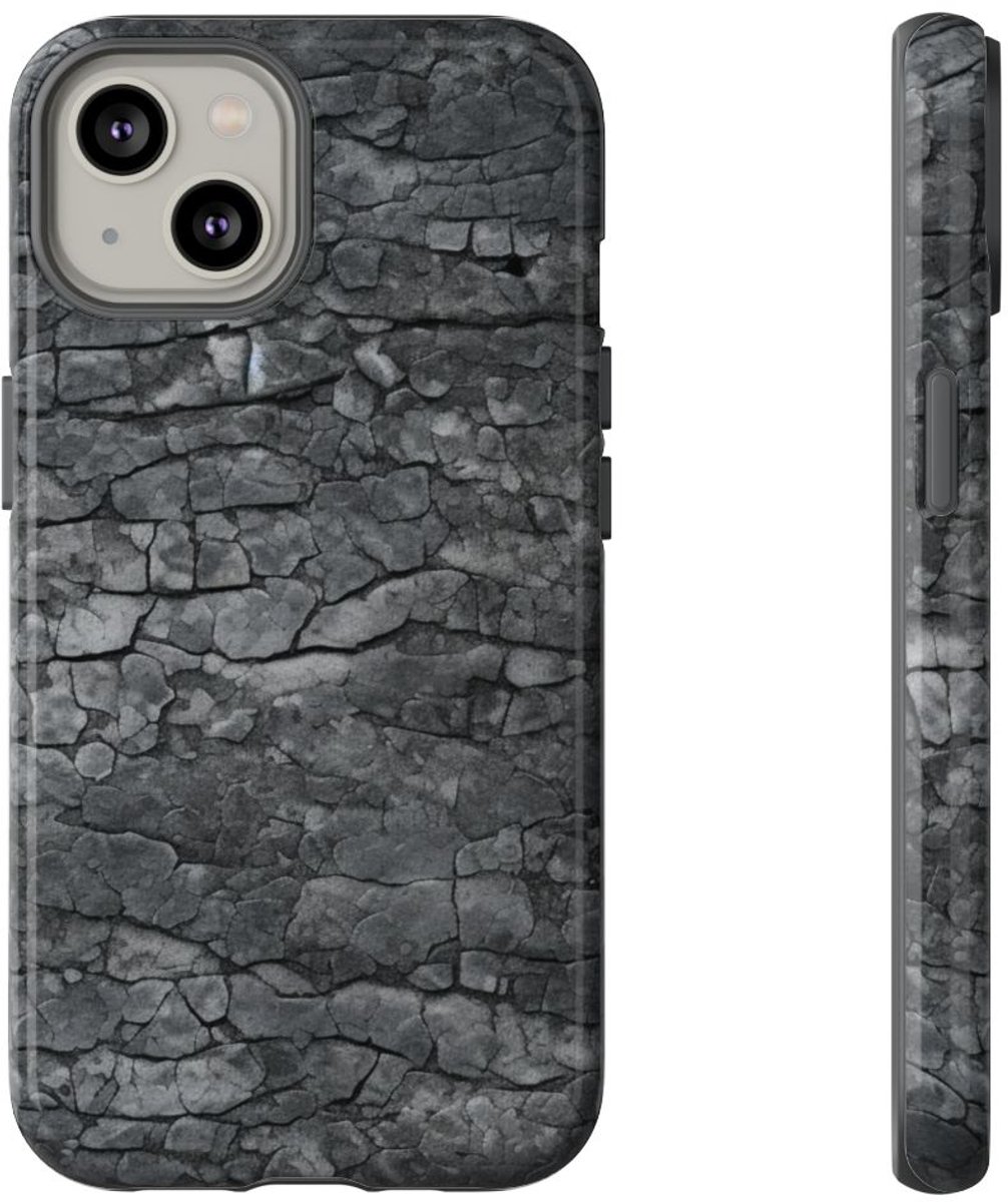 Gebarsten Asfaltstructuur – Glanzend Stevig Hoesje Geschikt voor iPhone 14
