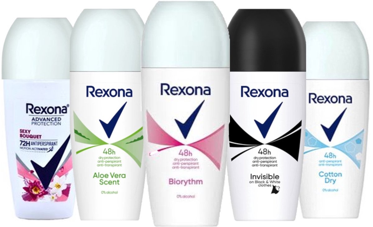 Rexona Deo Roller - MIX - Sexy Bouquet / Aloe Vera / Biorytm / Cotton / Black & White