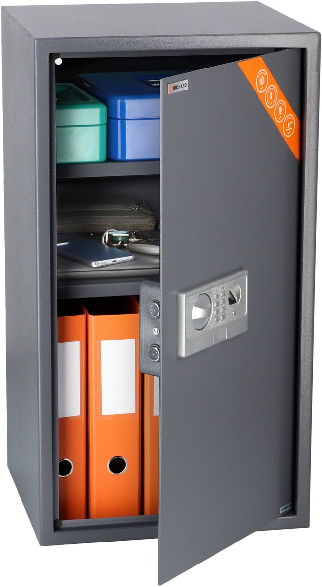 Brihard BUSINESS XXL - biometrische kluis - 1 stuk - titanium grijs met vingerafdruk en code slot