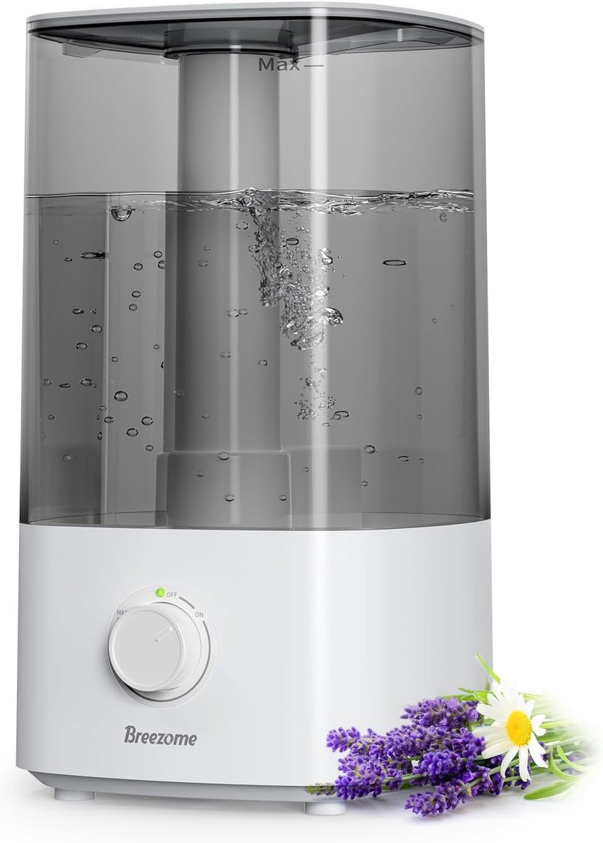 Luchtbevochtiger - Ultrasone Luchtbevochtiger - 4L Inhoud - Geurverspreider - Aroma Diffuser - Luchtbevochtiger Voor Grote Ruimtes - Voor Planten - Slaapkamer - Kinderkamer - Automatische Uitschakeling - Stil - 30 Uur Gebruik - 300ml/u - Wit
