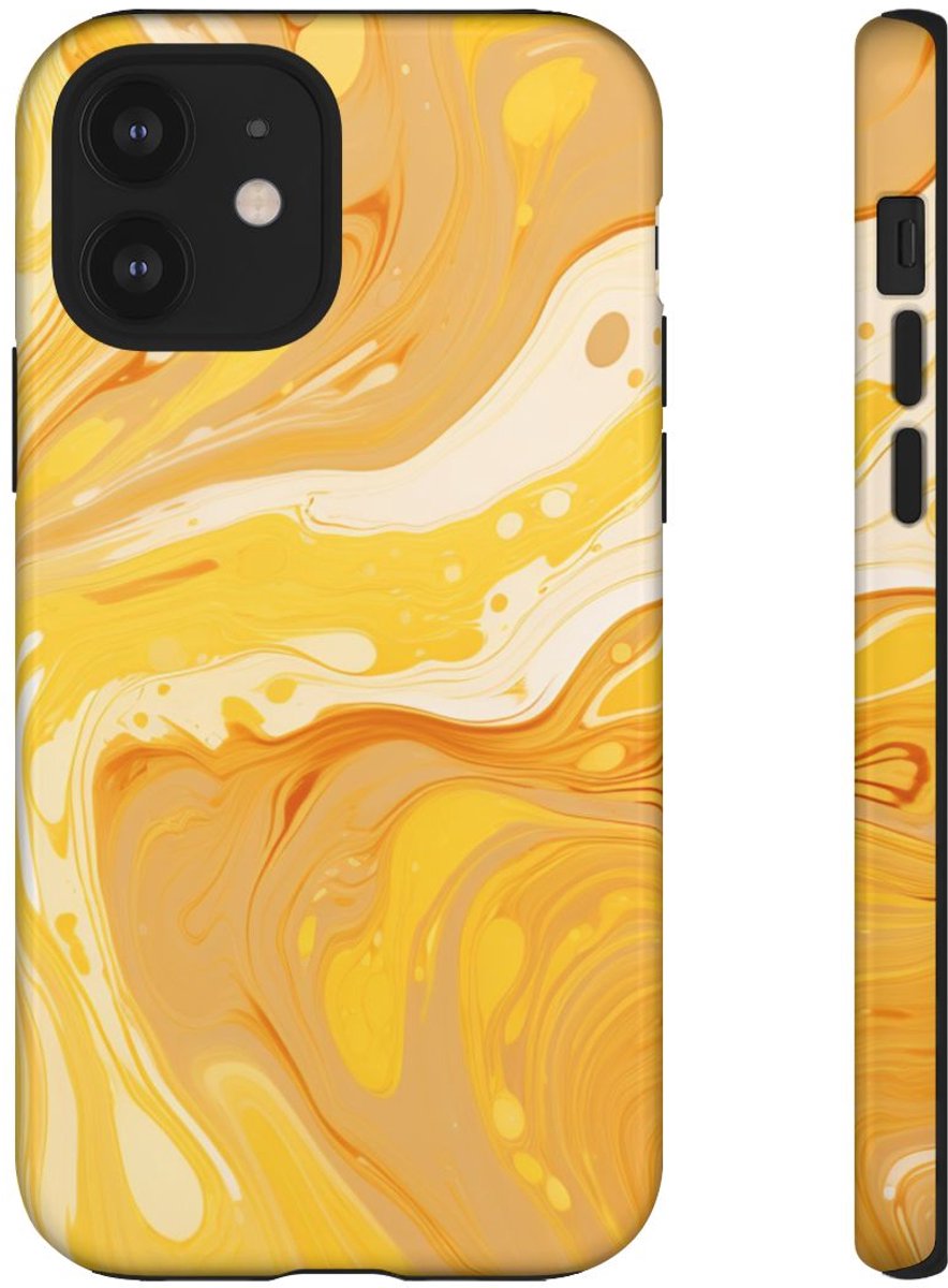 Gouden Gele Abstracte Krullen – Telefoonhoesje Geschikt voor iPhone 12