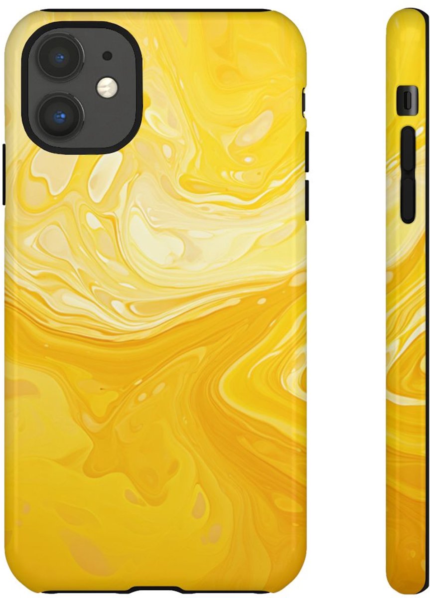 Gouden Gele Abstracte Krullen – Telefoonhoesje Geschikt voor iPhone 11